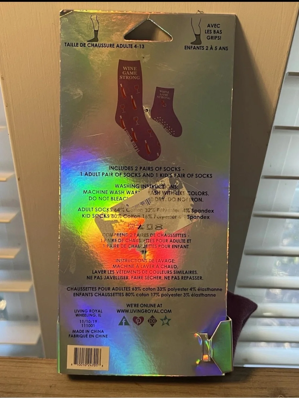 Wine Game Me And Mini Unisex Novelty Socks, Adult Shoe Sz 4-13, Kids Age 2-5